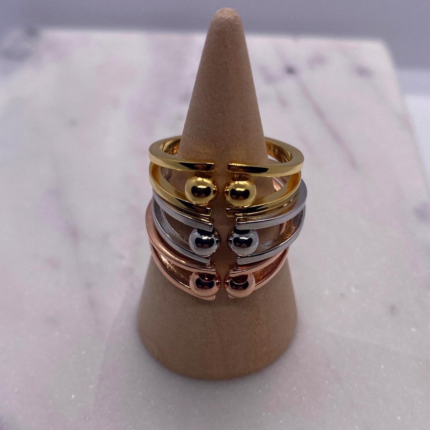 Anxiety Ring Bolletjes Zilver 925 gold plated varianten om kegel