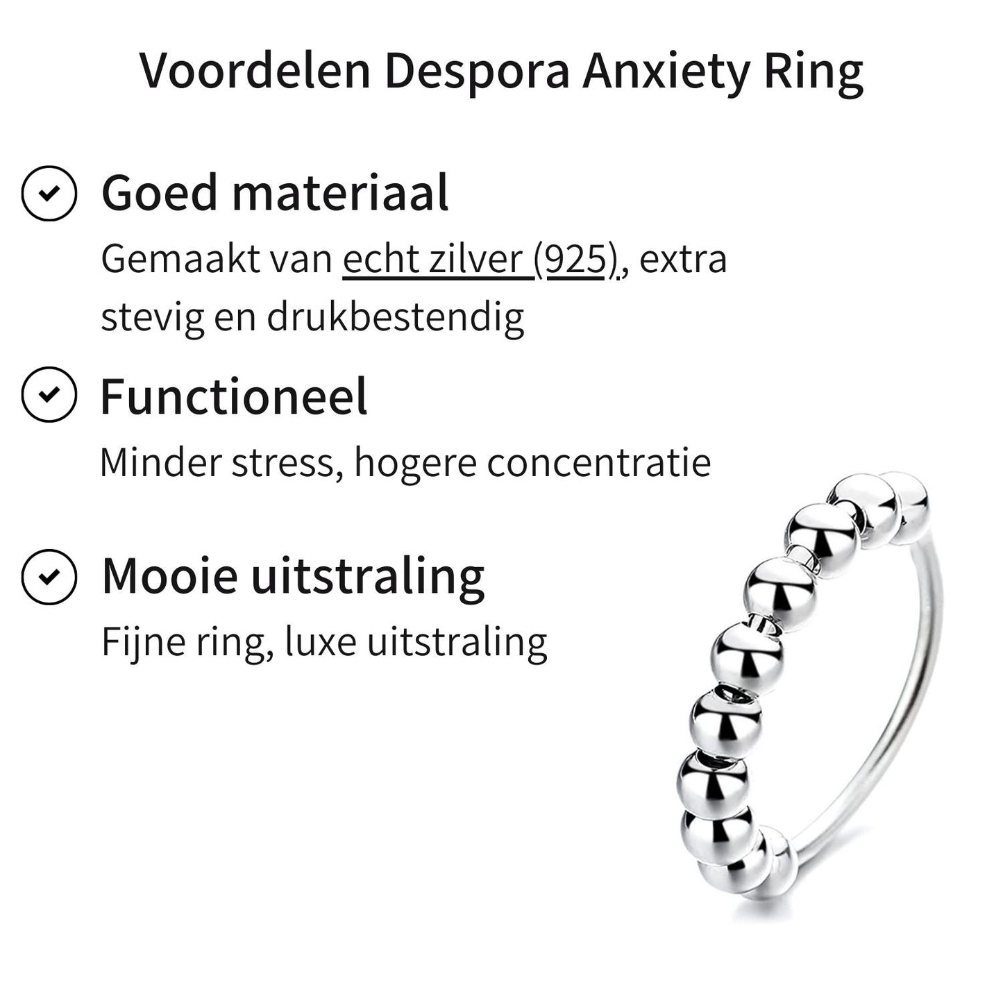 Anxiety Ring zilver 925 Voordelen