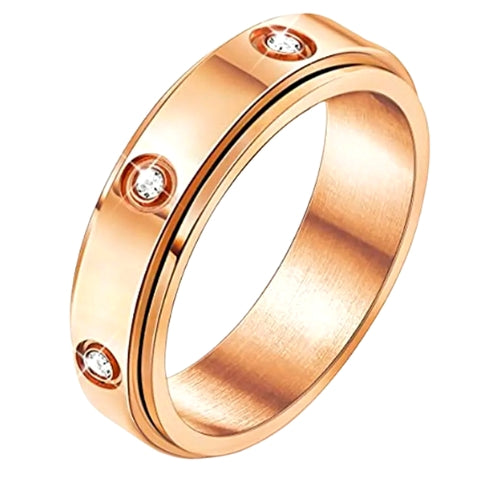 Anxiety ring (Zirkonia) Rosé Goud